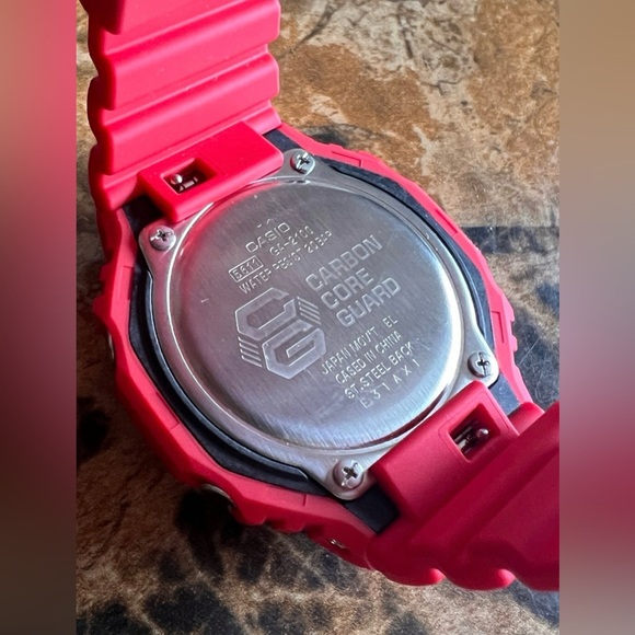 Casio OAK G-Shock GA2100-4AER 48.5mm Red Carbon Resin Case with Red Resin Band - Picture 7 of 8